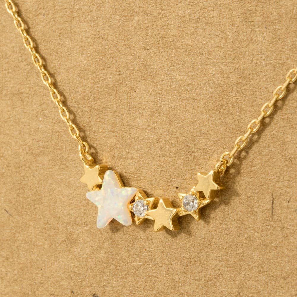 Fame Accessories - Dainty Multi Star Charm Necklace: R