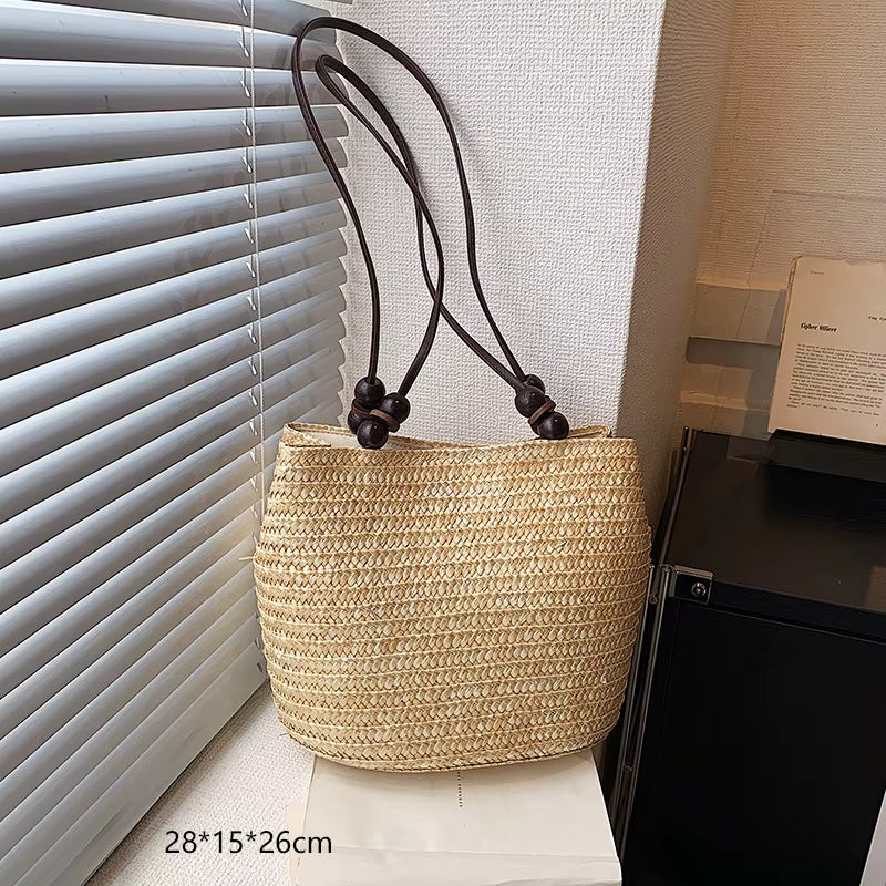 Woven Rattan Bag round Straw Shoulder Bag Small Beach Handbags Women Summer Hollow Handmade Messenger Crossbody Bags