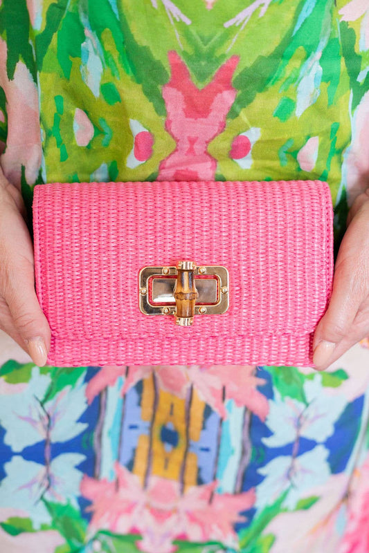 Lisi Lerch - Pink Lilly - Straw Clutch - Bamboo Toggle