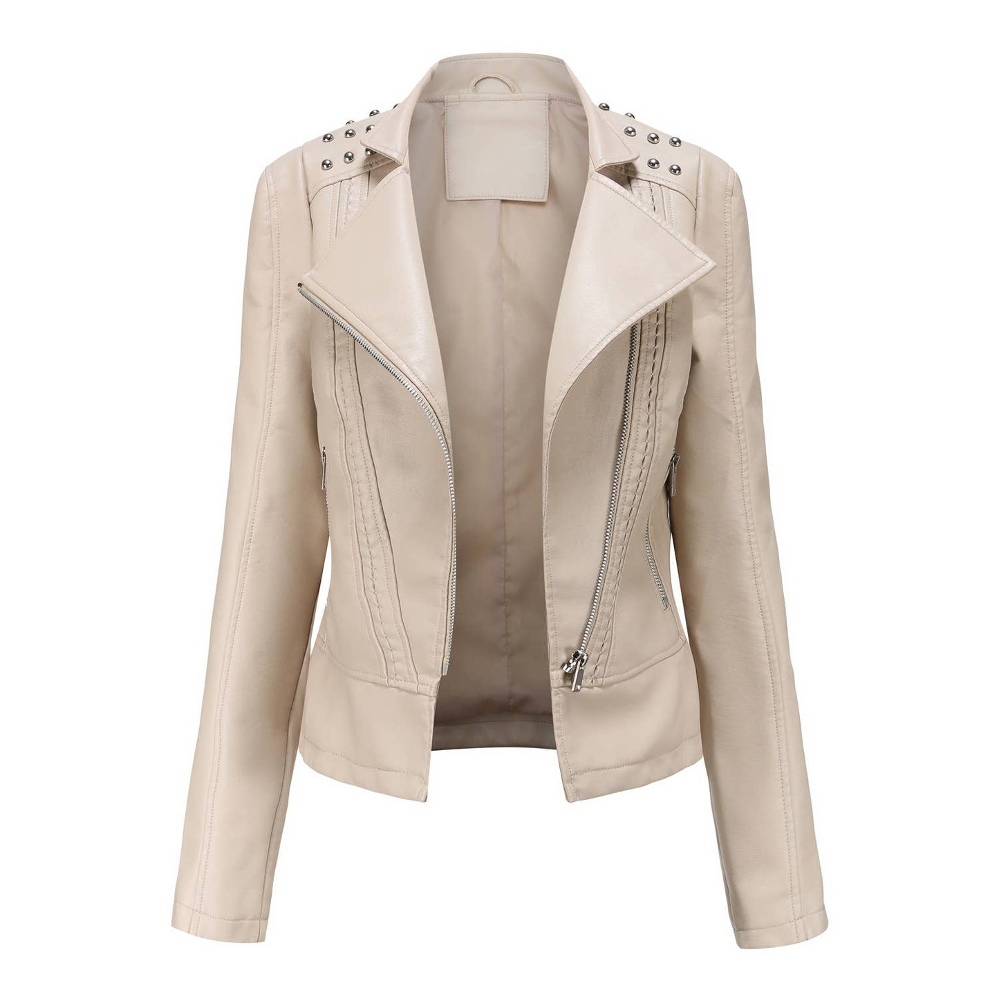 HIDDENBRAND - Spring/ Fall Leather Jacket Small Coat Biker Clothing: White / M