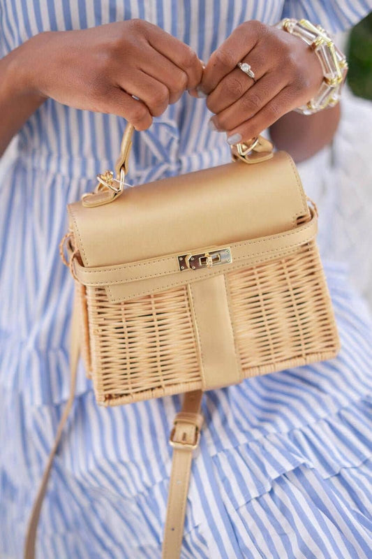 Lisi Lerch - Celine Wicker Handbag: Gold