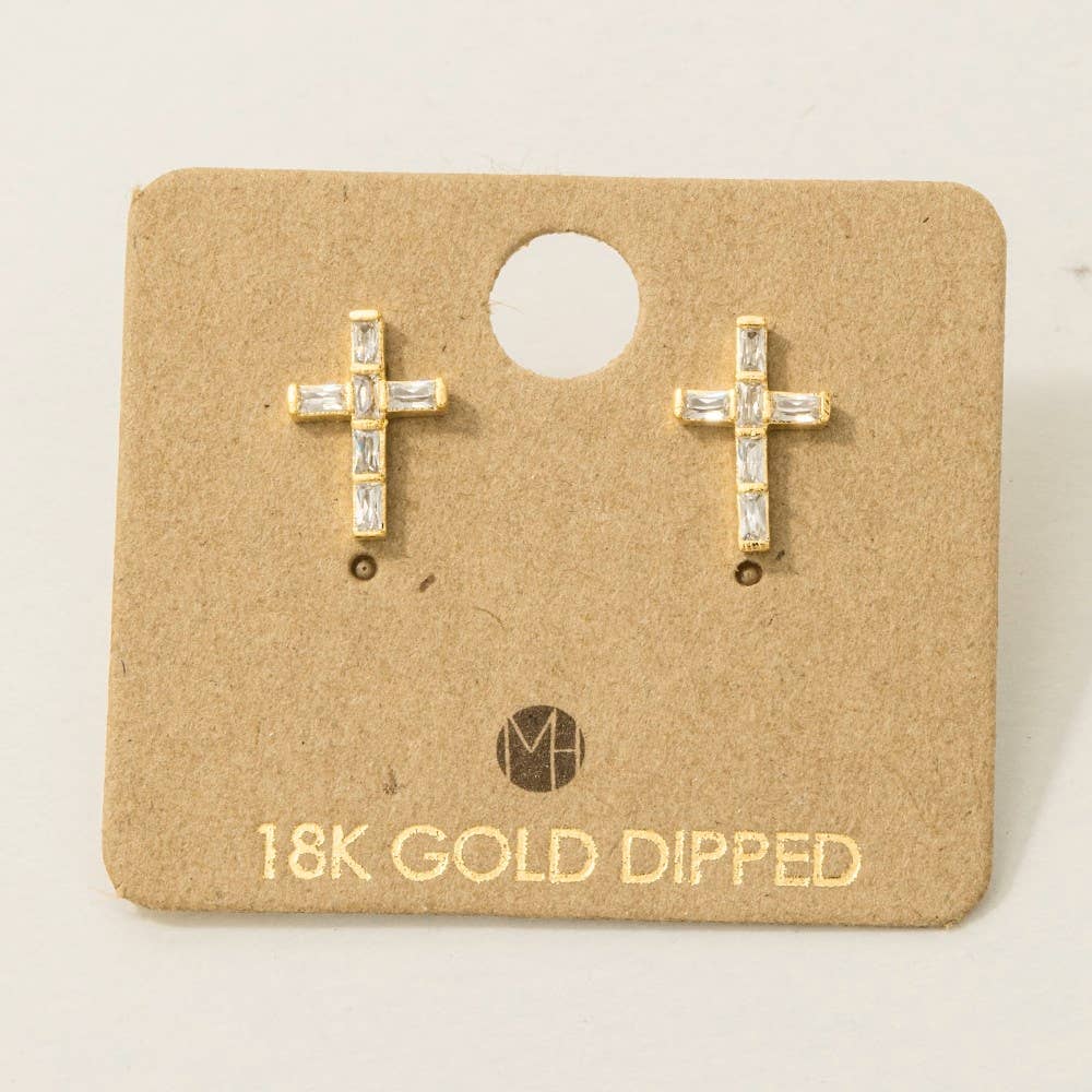 Fame Accessories - Mini Cross Stud Earrings: G