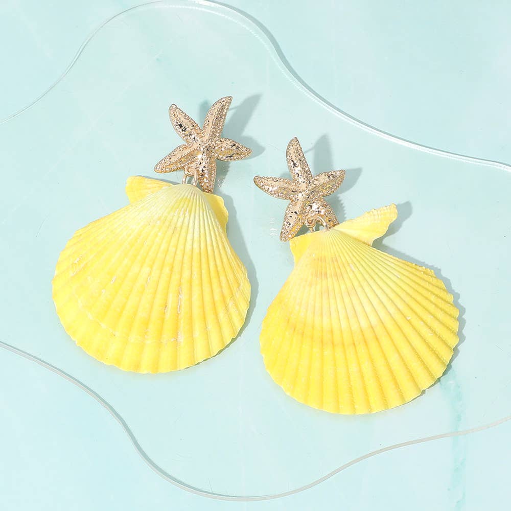 Sensibling Corp. - Oversized Starfish Pointed Shell Dangle Earrings
: Coral