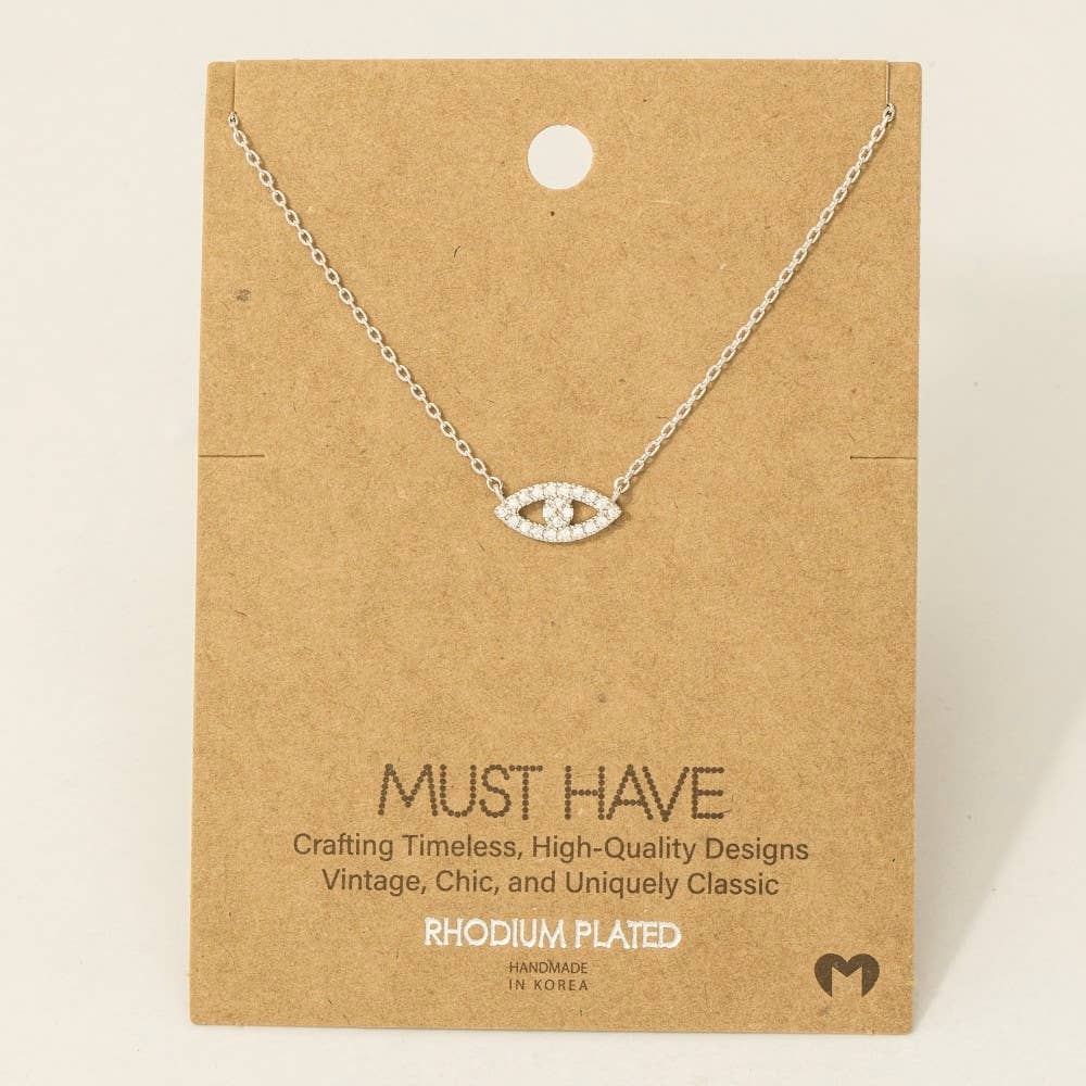 Fame Accessories - Gold Dipped Evil Eye Jewel Pendant Necklace: R