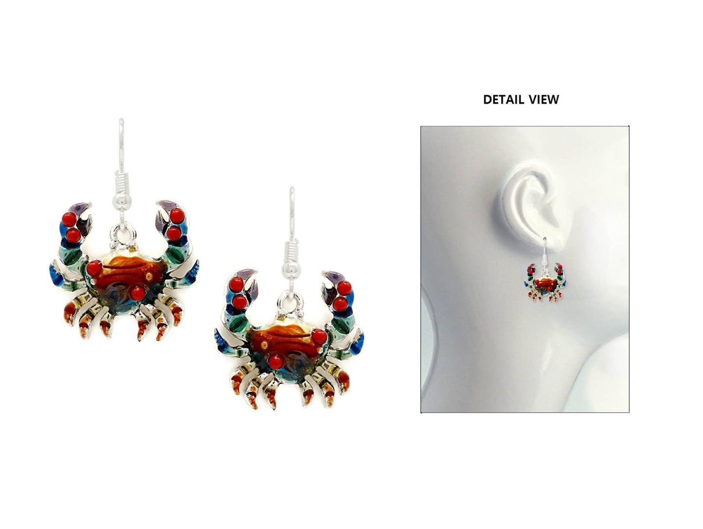 Pretty Persuasions - E25106 Epoxy Crab Sealife Dangle Earrings