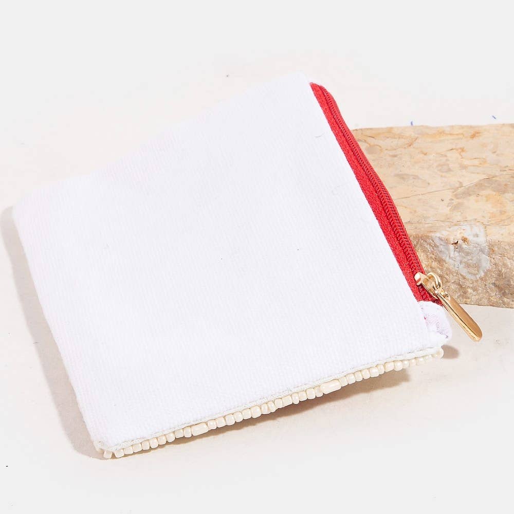 Collections by Fame Accessories - Love 4th of July Seed Beaded Coin Purse: MULTI