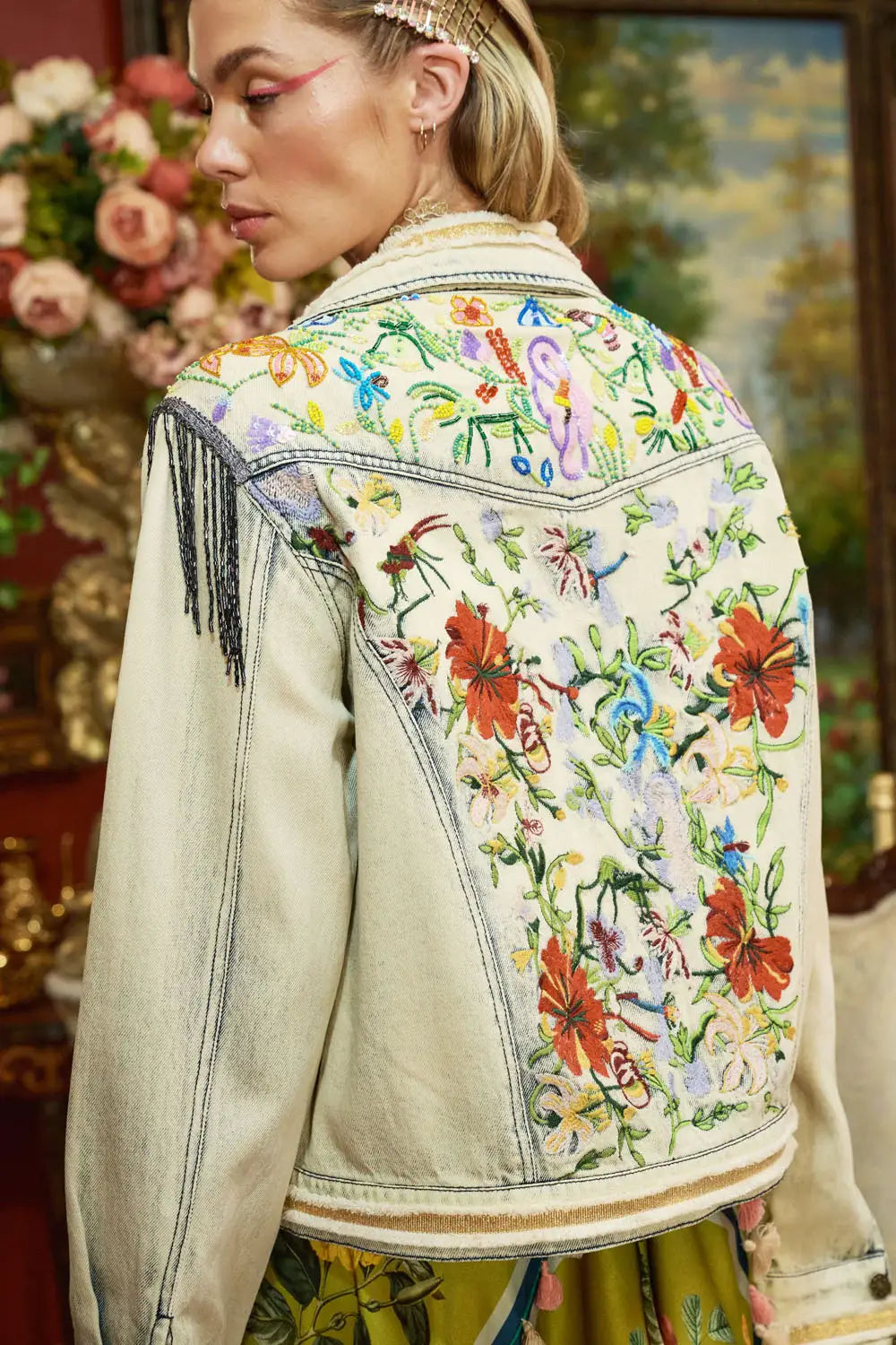 Aratta - Country Queen Embellished Denim Jacket: Washed Denim / M