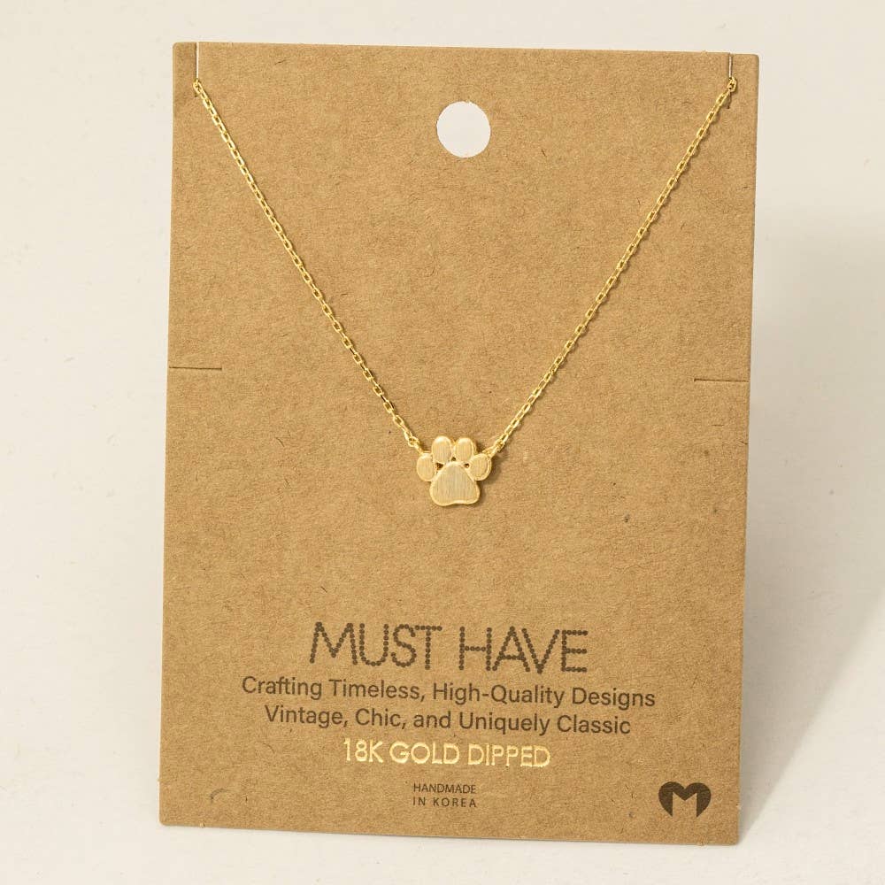 Fame Accessories - Mini Paw Print Charm Necklace: G