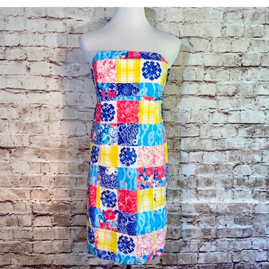 Lilly Pulitzer Casa Marina Patchwork Print Strapless Dress