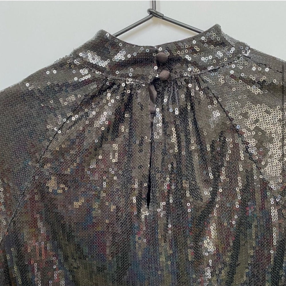 RtA Tennessee Top Black Sequin Long Sleeve Embellished Shirt Medium