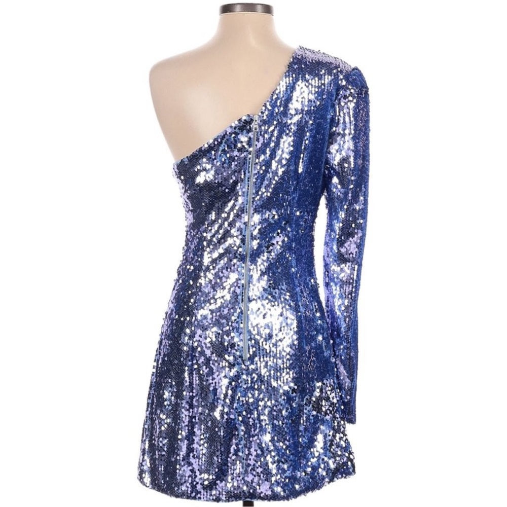 Bardot x Revolve Blue Sequin One Sleeve mini Dress size M