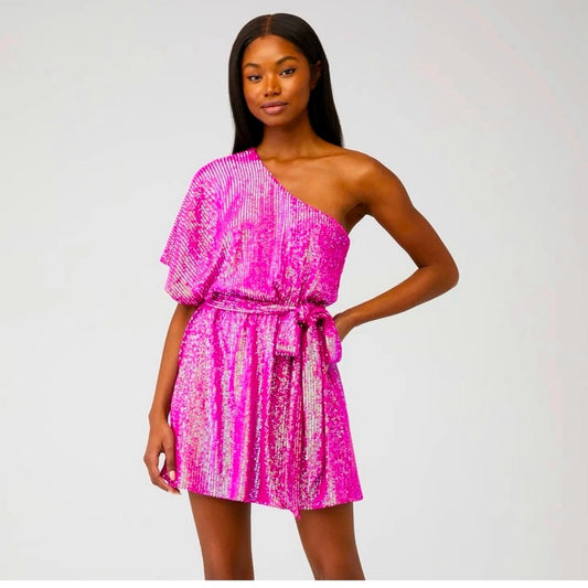 SHOW ME YOUR MUMU TRISH DRESS Pink Disco Sequin