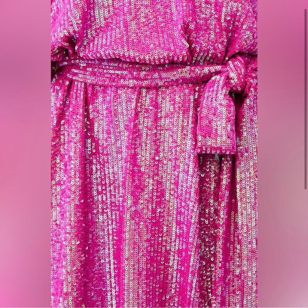 SHOW ME YOUR MUMU TRISH DRESS Pink Disco Sequin