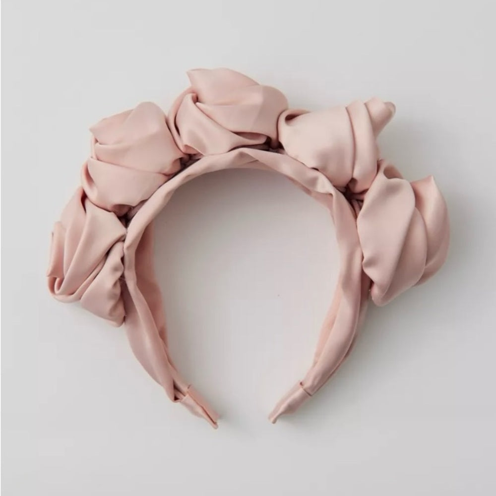 UO Mega Rosette Satin Headband in Pink