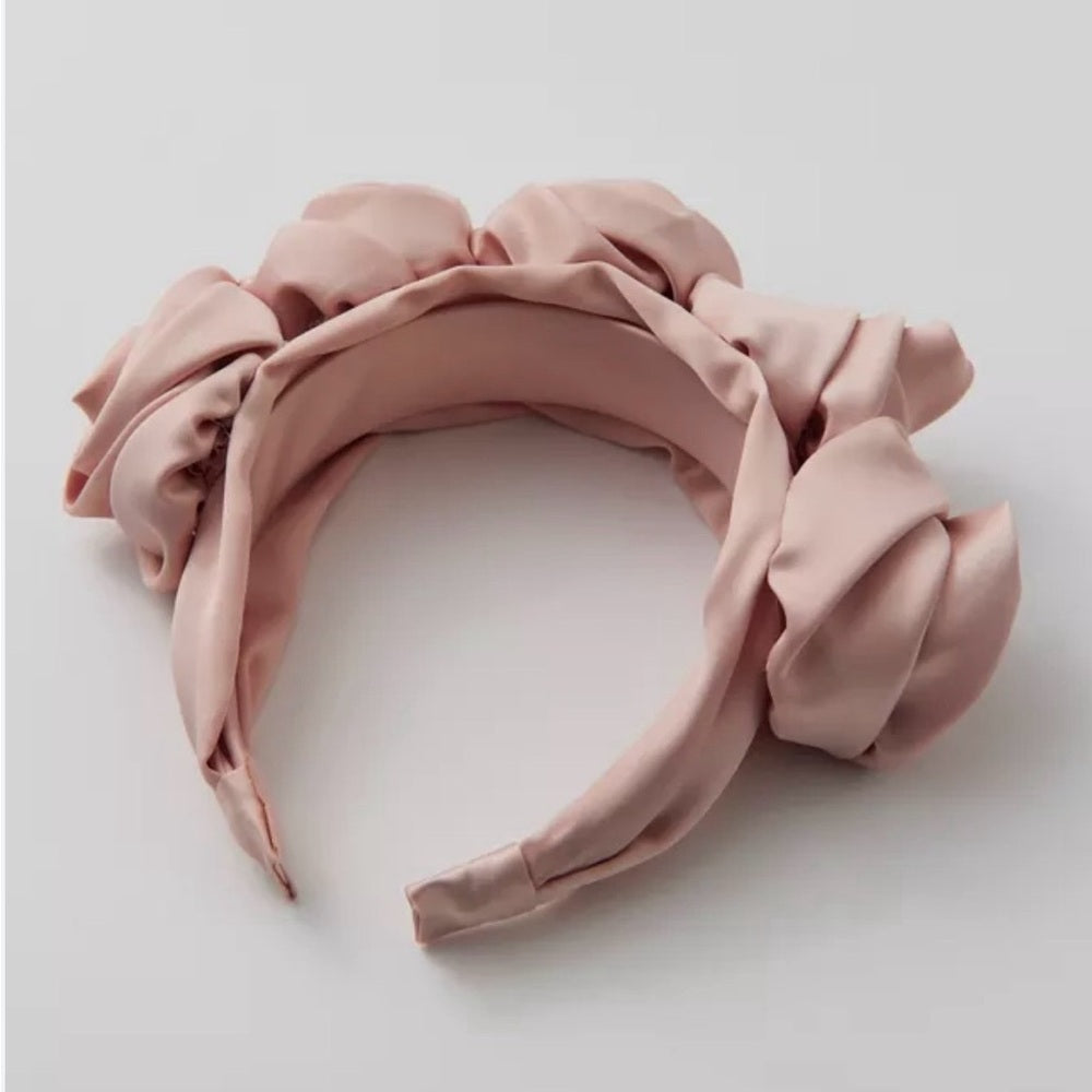 UO Mega Rosette Satin Headband in Pink