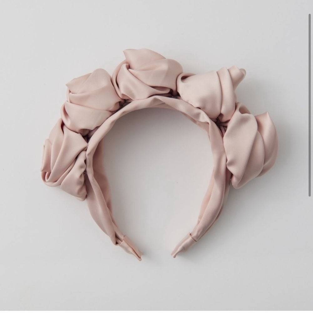 UO Mega Rosette Satin Headband in Pink