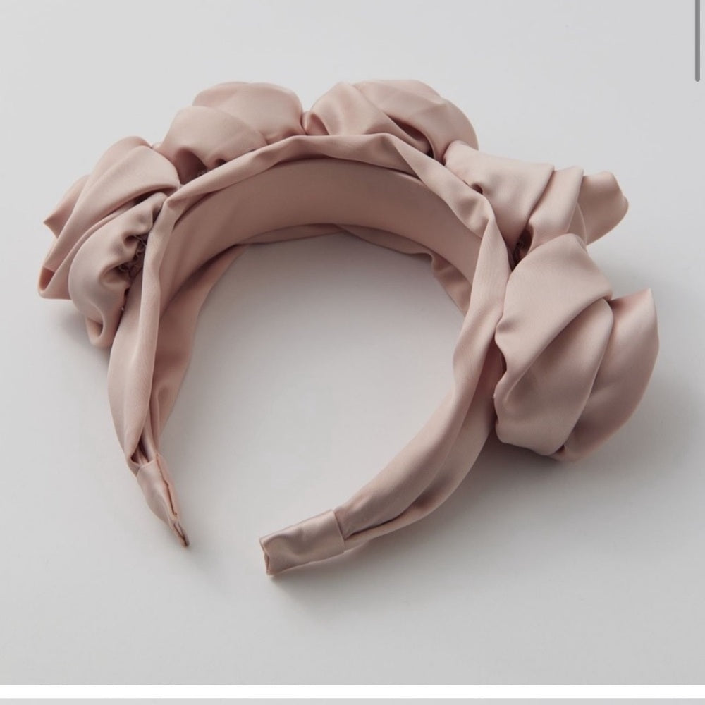 UO Mega Rosette Satin Headband in Pink