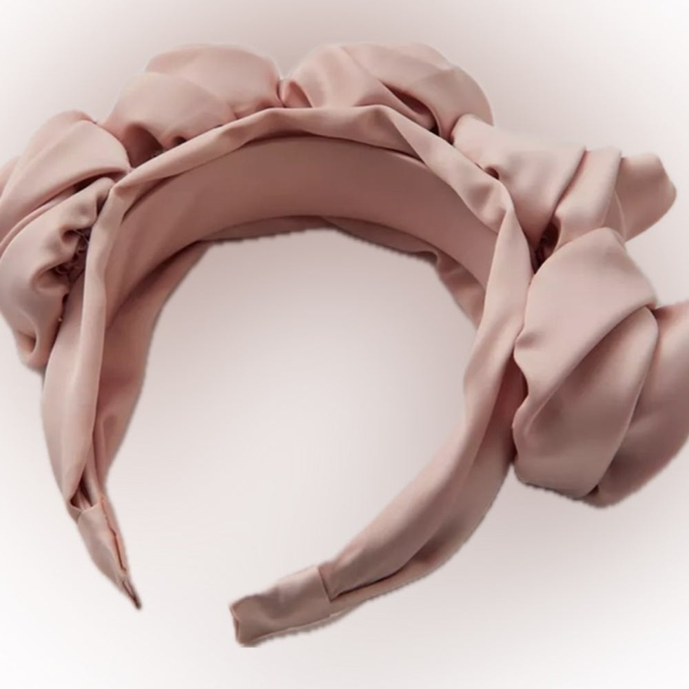 UO Mega Rosette Satin Headband in Pink