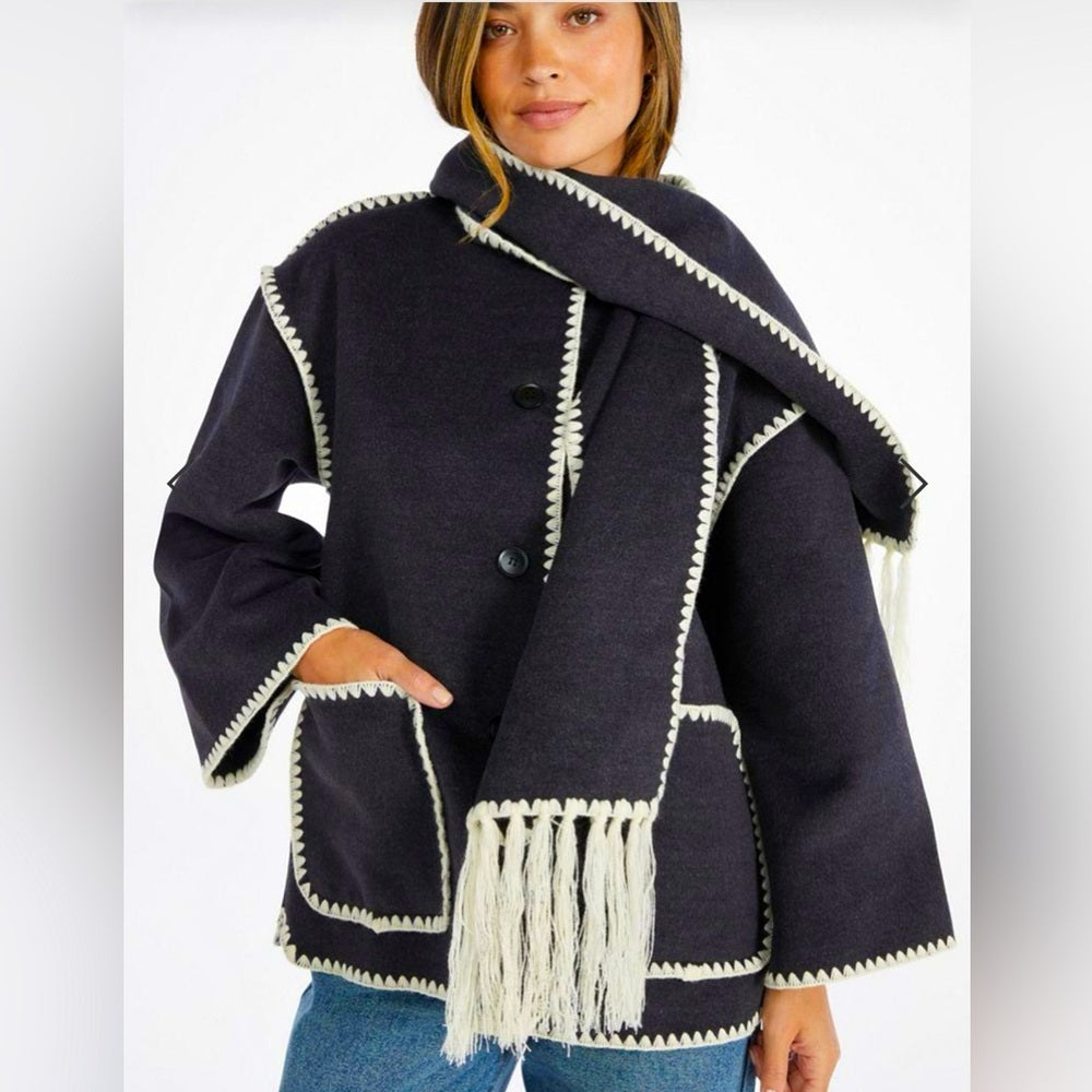 Whip Stitch Scarf Coat