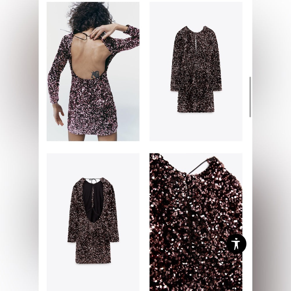 Zara Velvet Sequin Mini Dress Pink