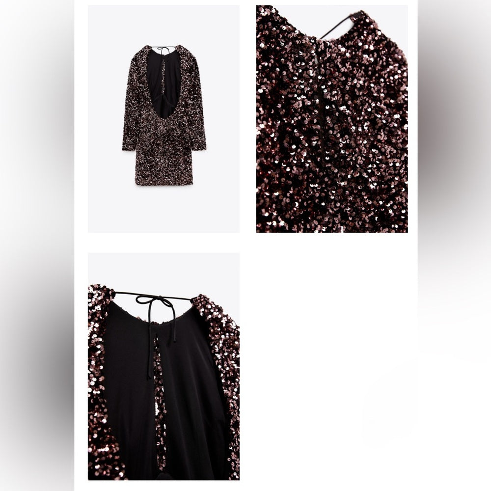 Zara Velvet Sequin Mini Dress Pink