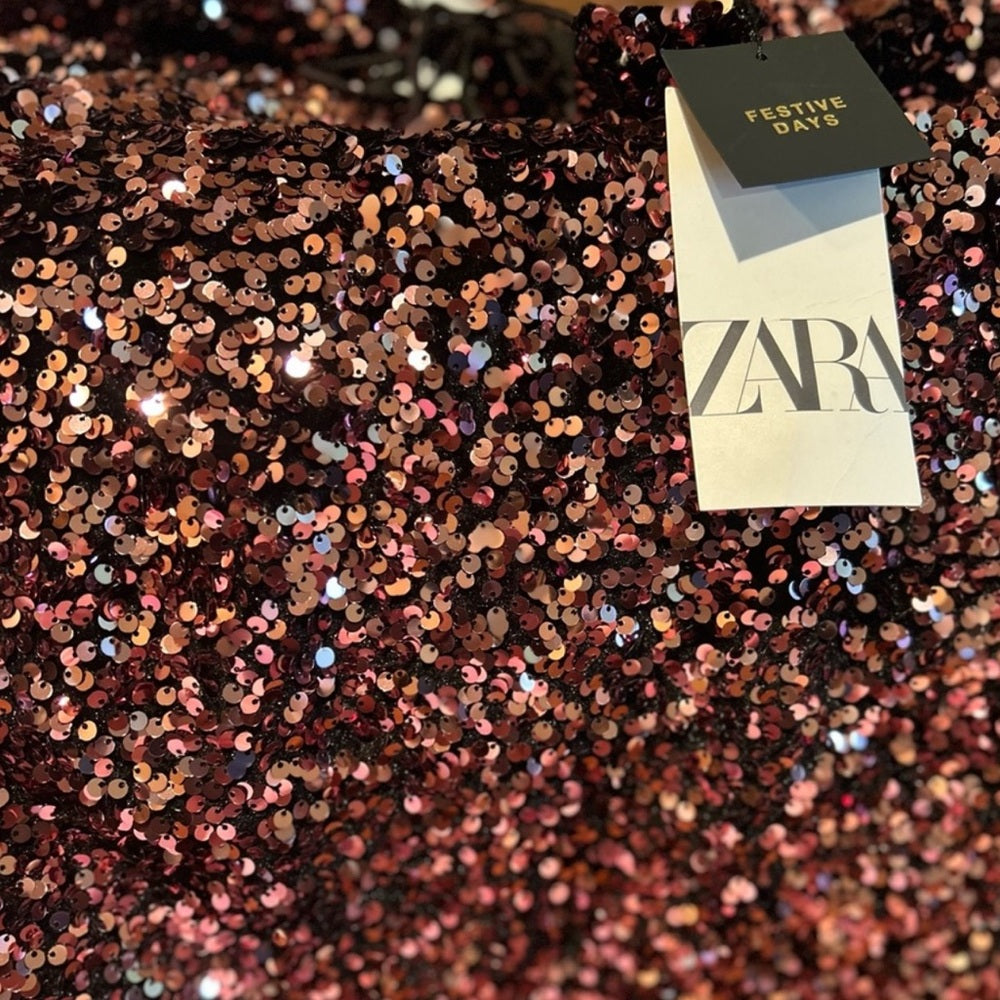 Zara Velvet Sequin Mini Dress Pink