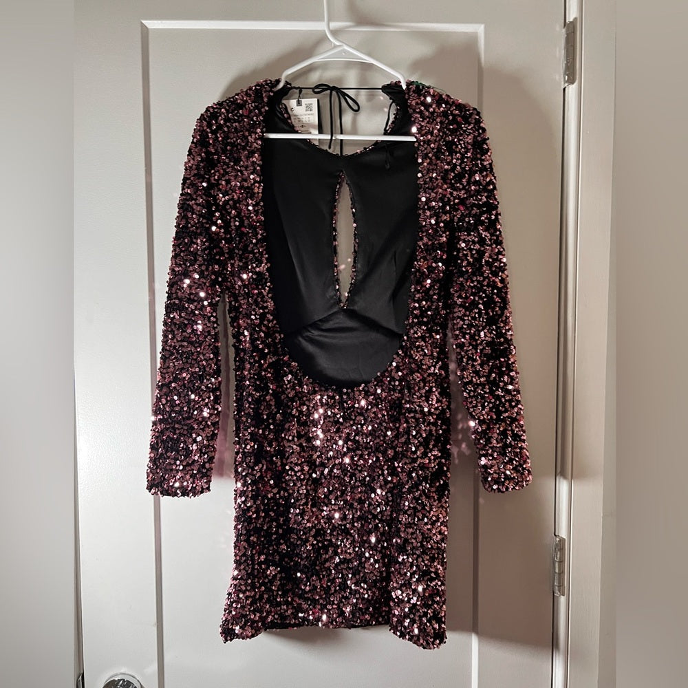 Zara Velvet Sequin Mini Dress Pink