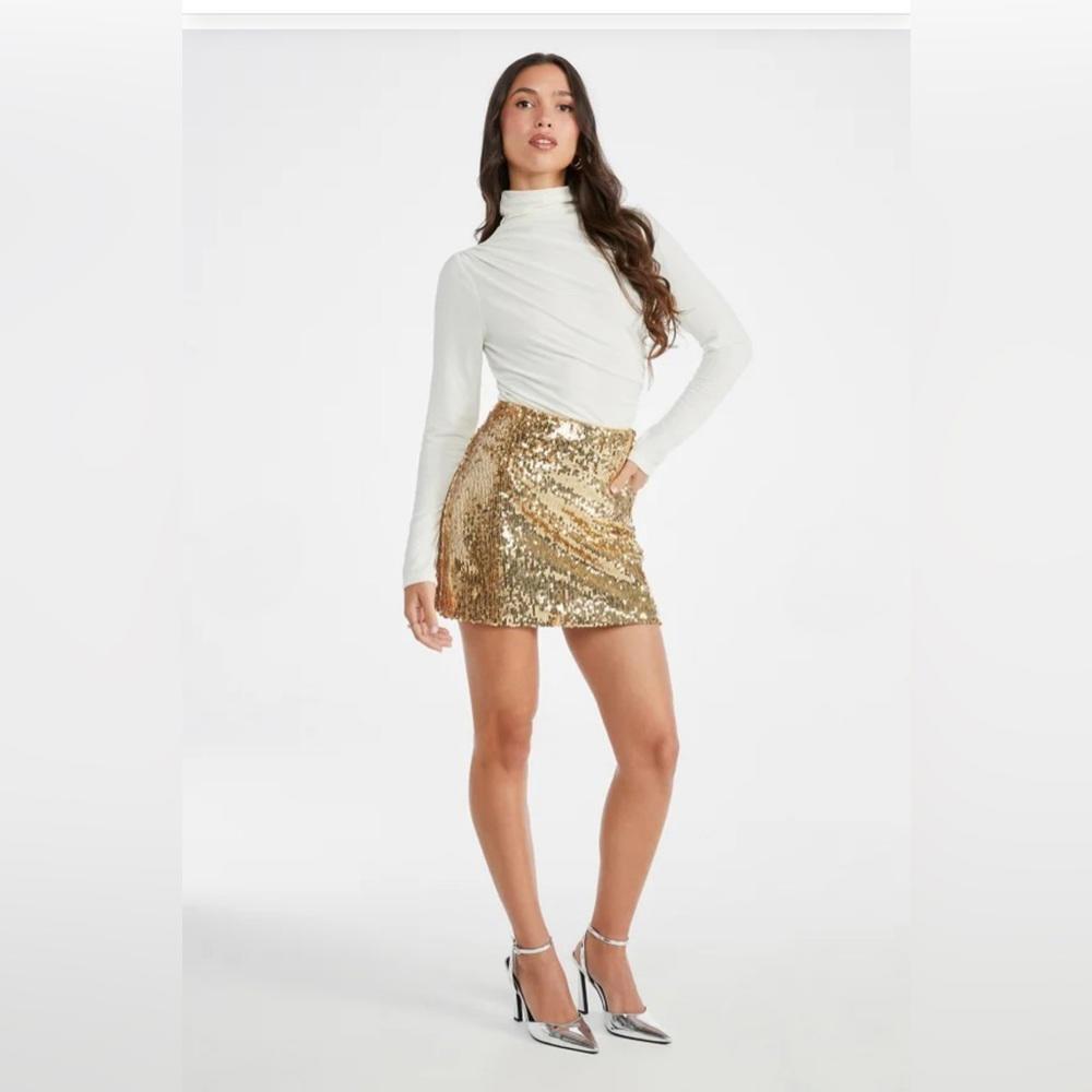 JustFab Gold Sequin mini skirt