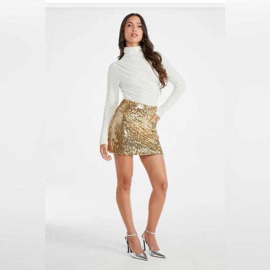 JustFab Gold Sequin mini skirt