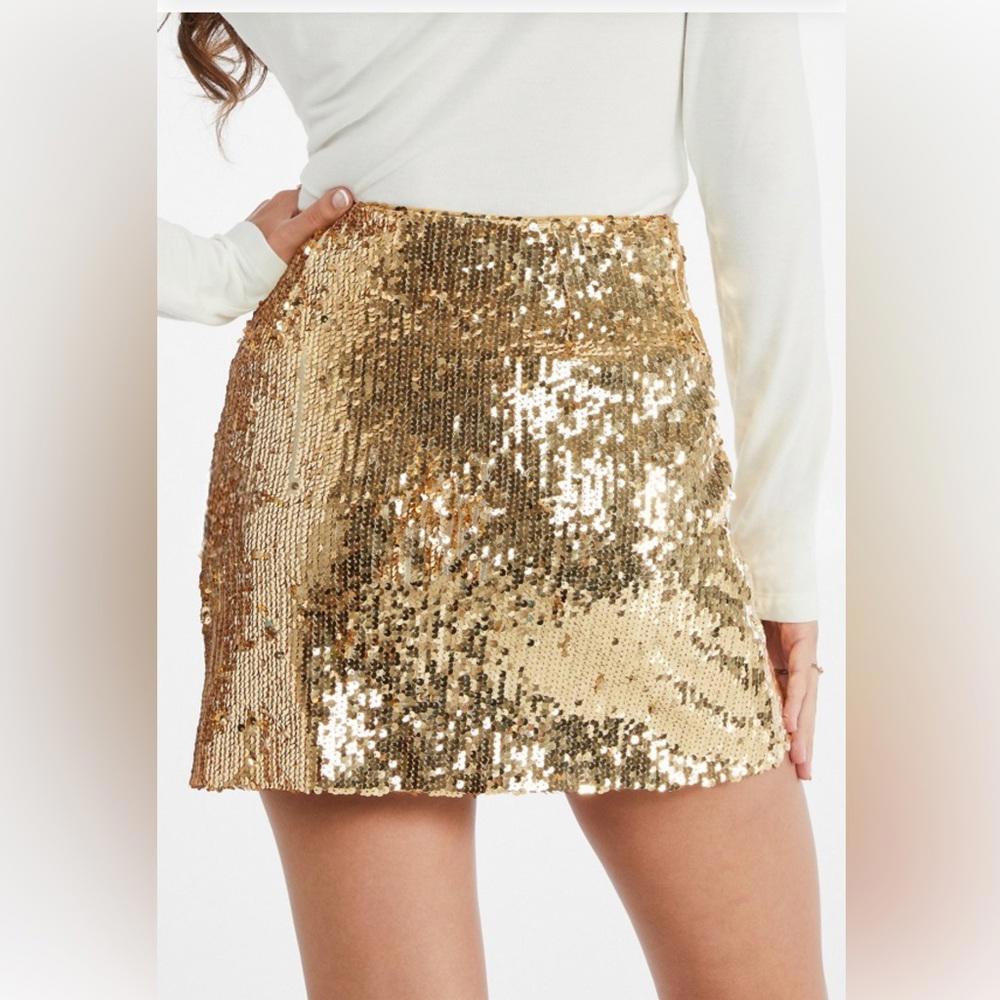 JustFab Gold Sequin mini skirt