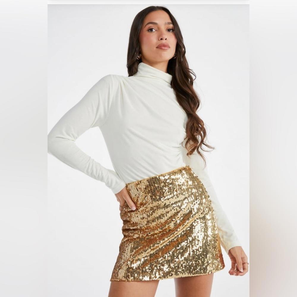 JustFab Gold Sequin mini skirt