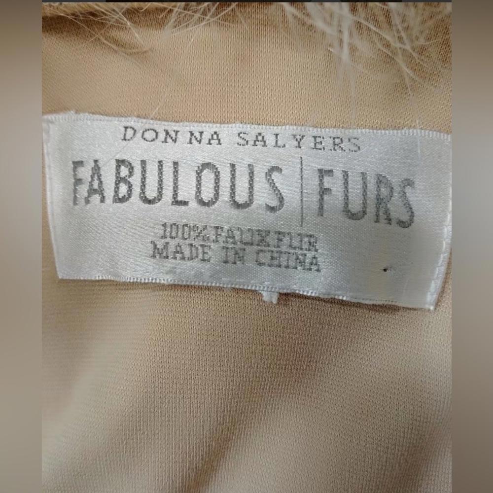 Donna Salyers Fabulous Furs Elevated Neutral Tones Faux Fur Trim Poncho Tan