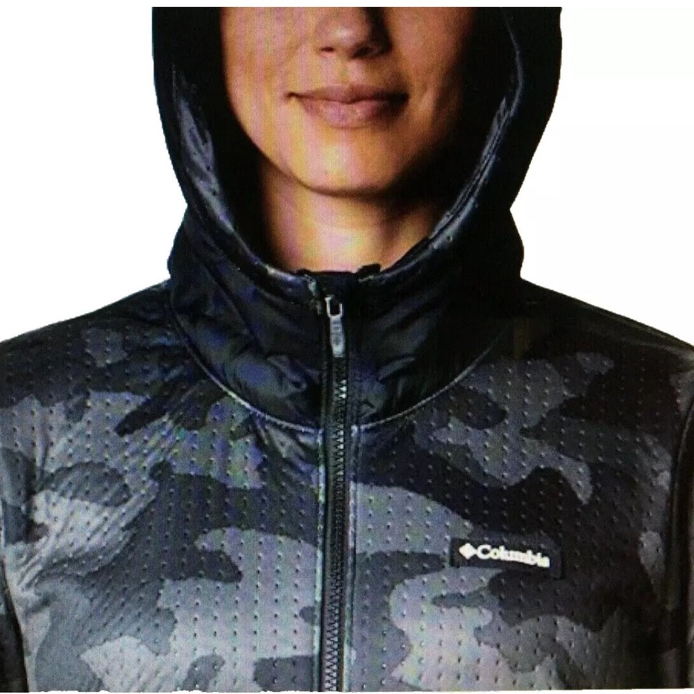 Columbia Womens Jacket Size Medium Grey Camo Northern Canyon Hybrid ZipUp Hooded