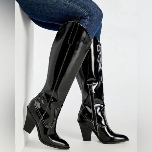 Chic Black Heeled Knee-High Boots