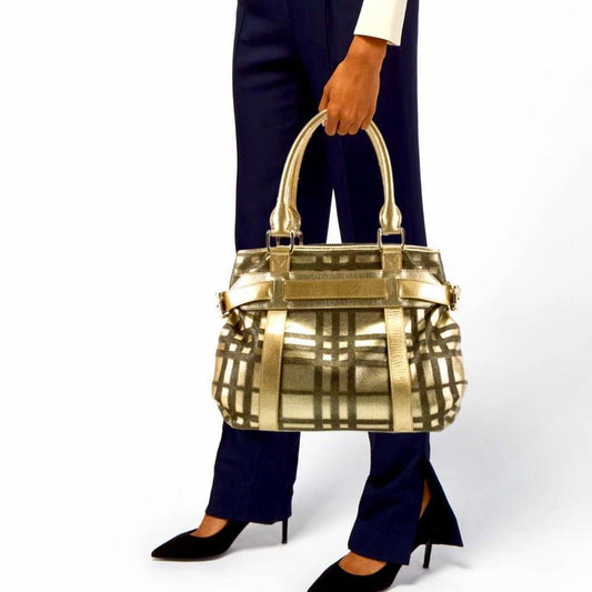 Burberry Gold Metallic Tote