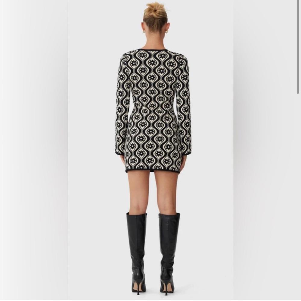 Finders Keepers- Chic Black and White Patterned Mini Dress