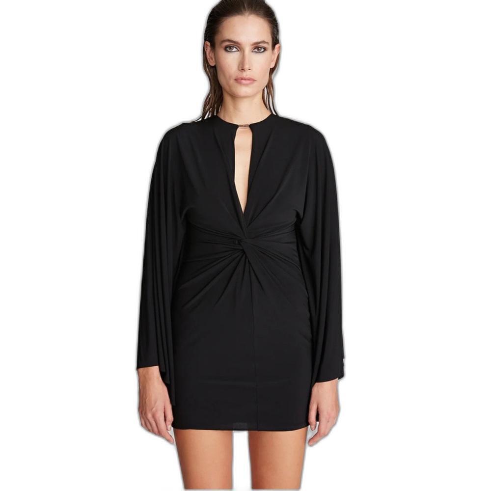 Halston Heritage Elegant Black Mini Dress with Knot Details