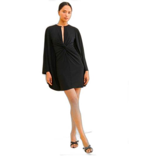 Halston Heritage Elegant Black Mini Dress with Knot Details