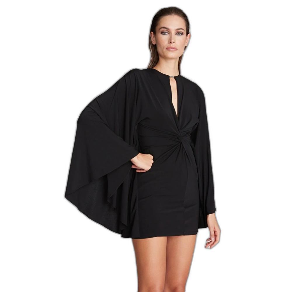 Halston Heritage Elegant Black Mini Dress with Knot Details