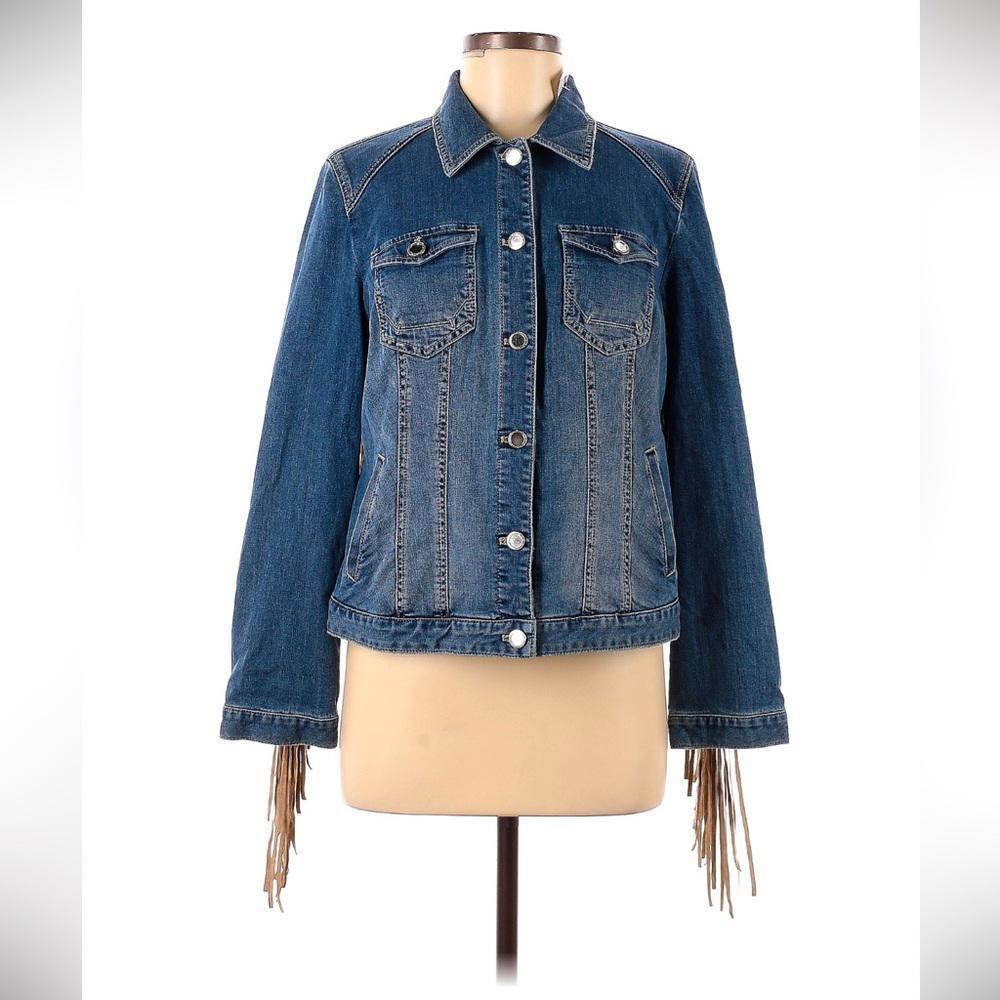 Chico's Platinum Fringe Denim Jacket - Stylish & Trendy