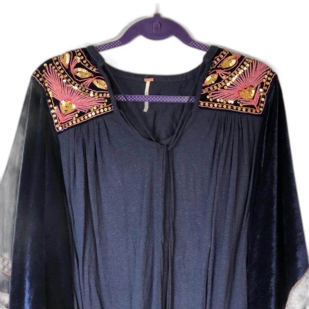 Free People Hearts Aflame Top Navy/Pink Medium