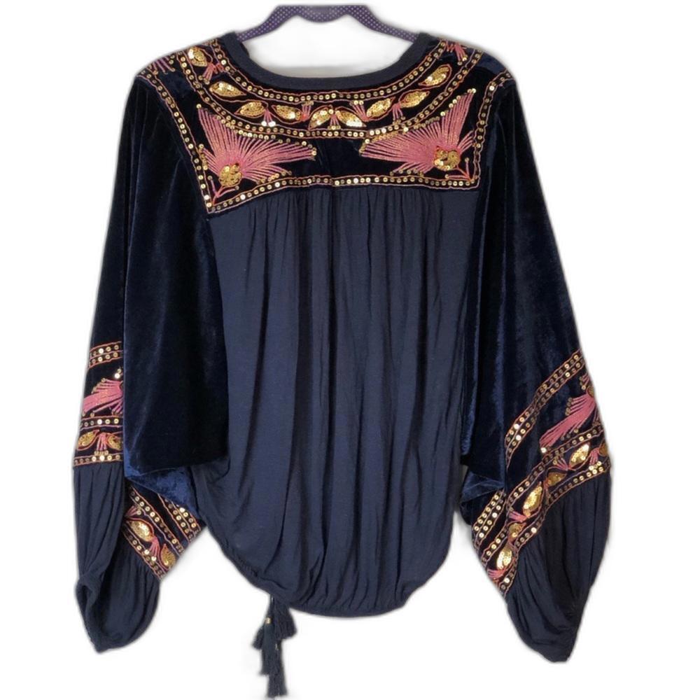 Free People Hearts Aflame Top Navy/Pink Medium