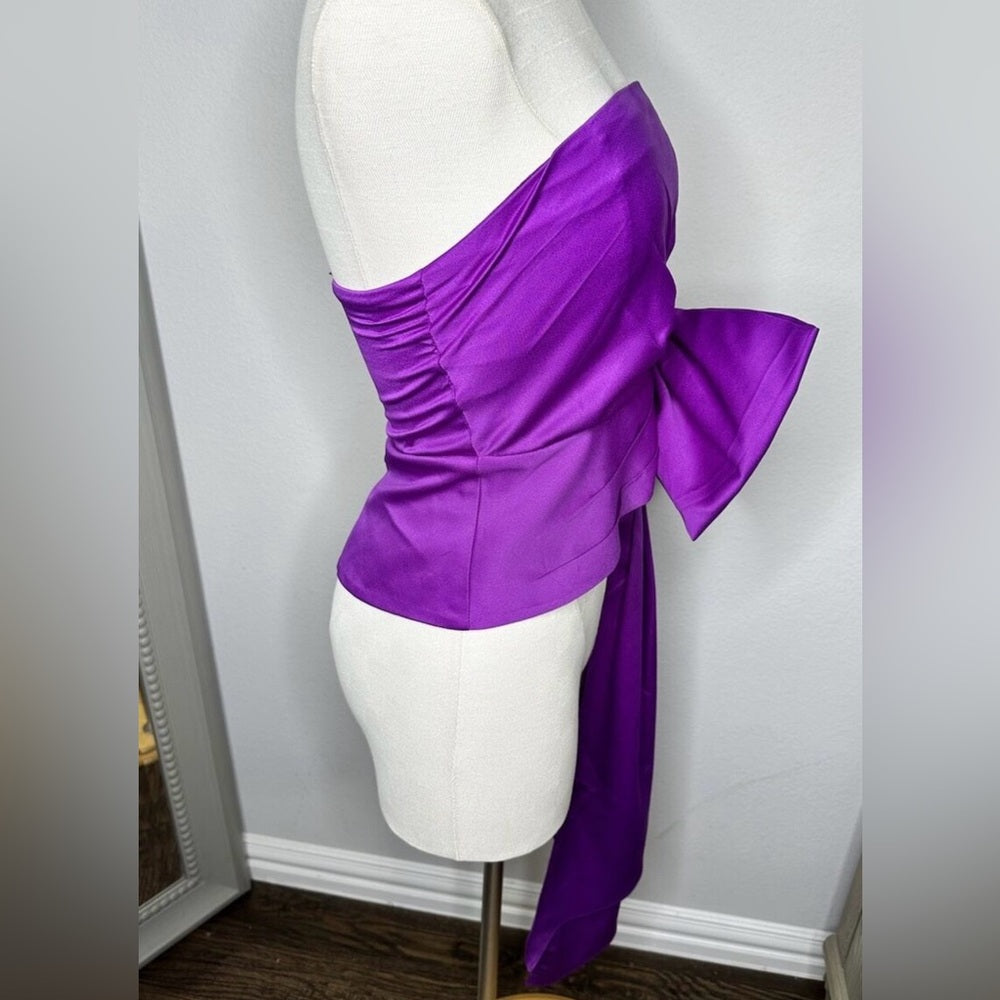 Anthropologie Atsu Strapless Bow Top Purple Medium Tube Corsage