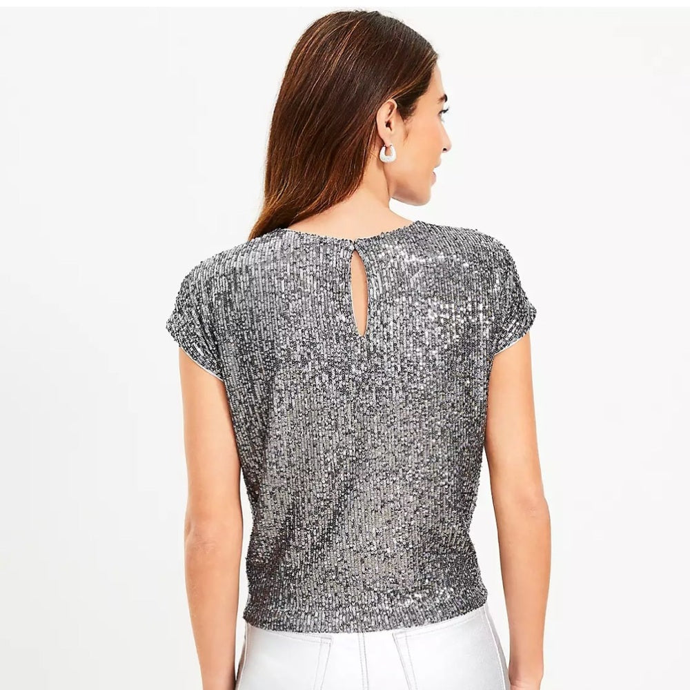 Sequin Knot Cap Sleeve Top