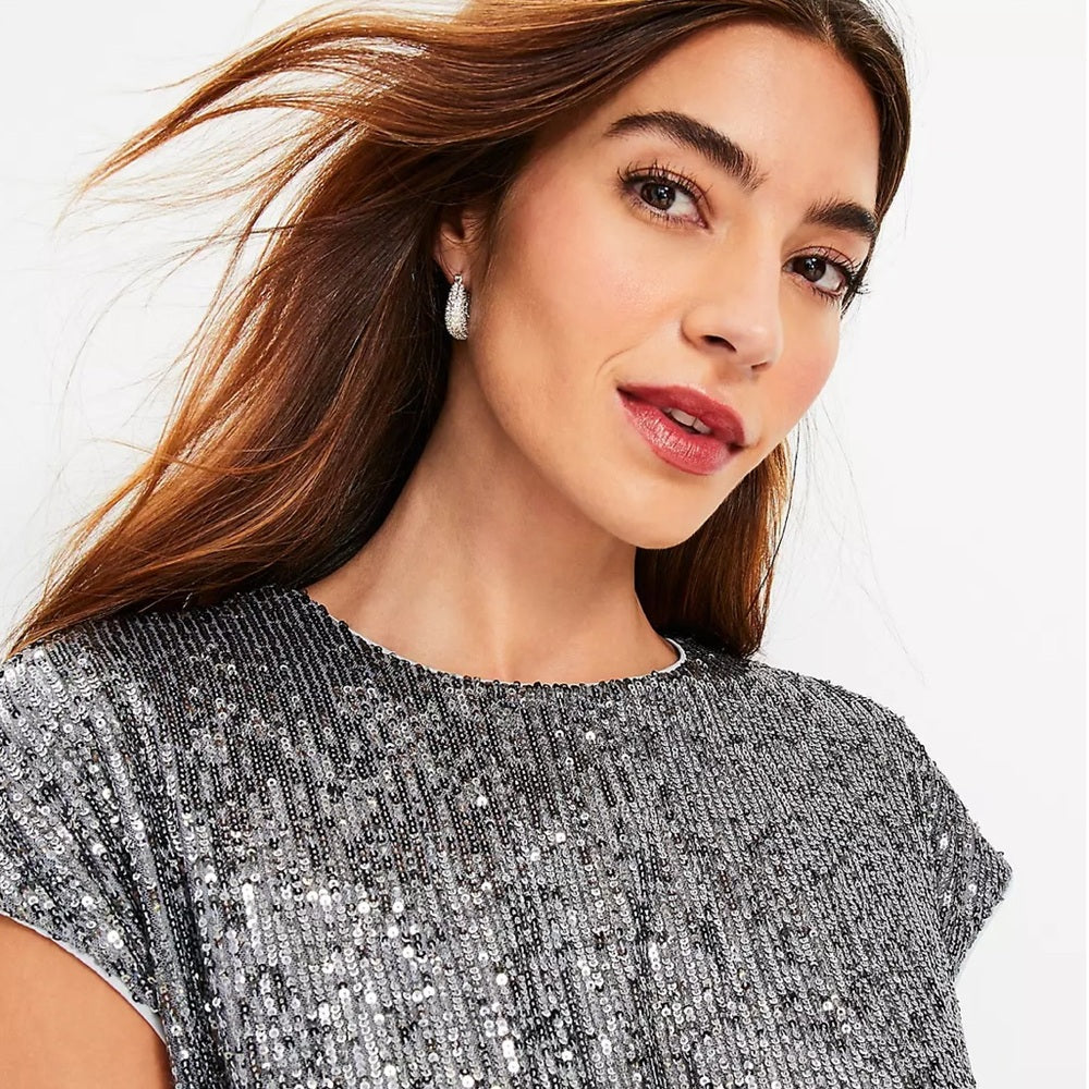 Sequin Knot Cap Sleeve Top