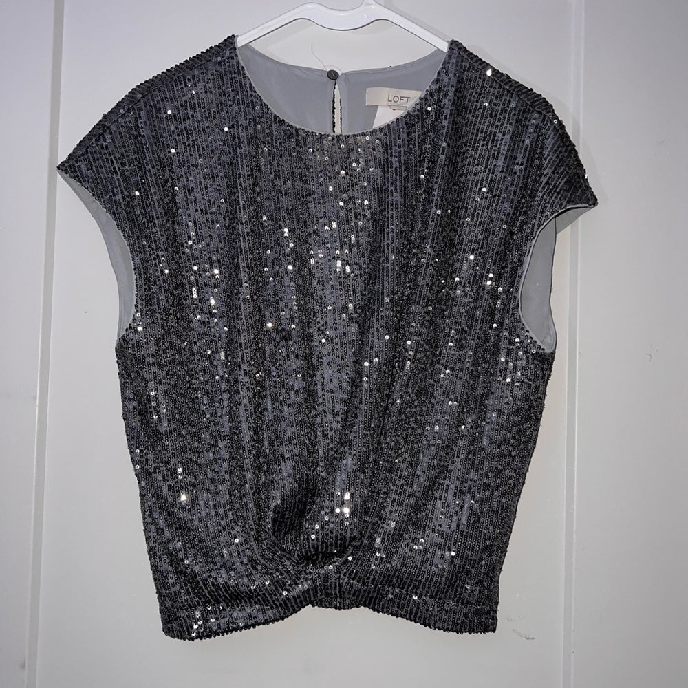 Sequin Knot Cap Sleeve Top