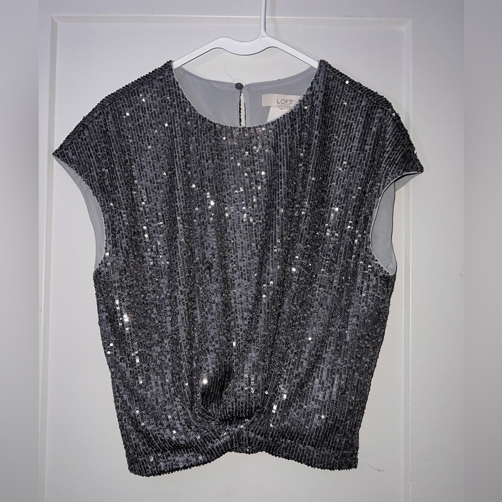 Sequin Knot Cap Sleeve Top