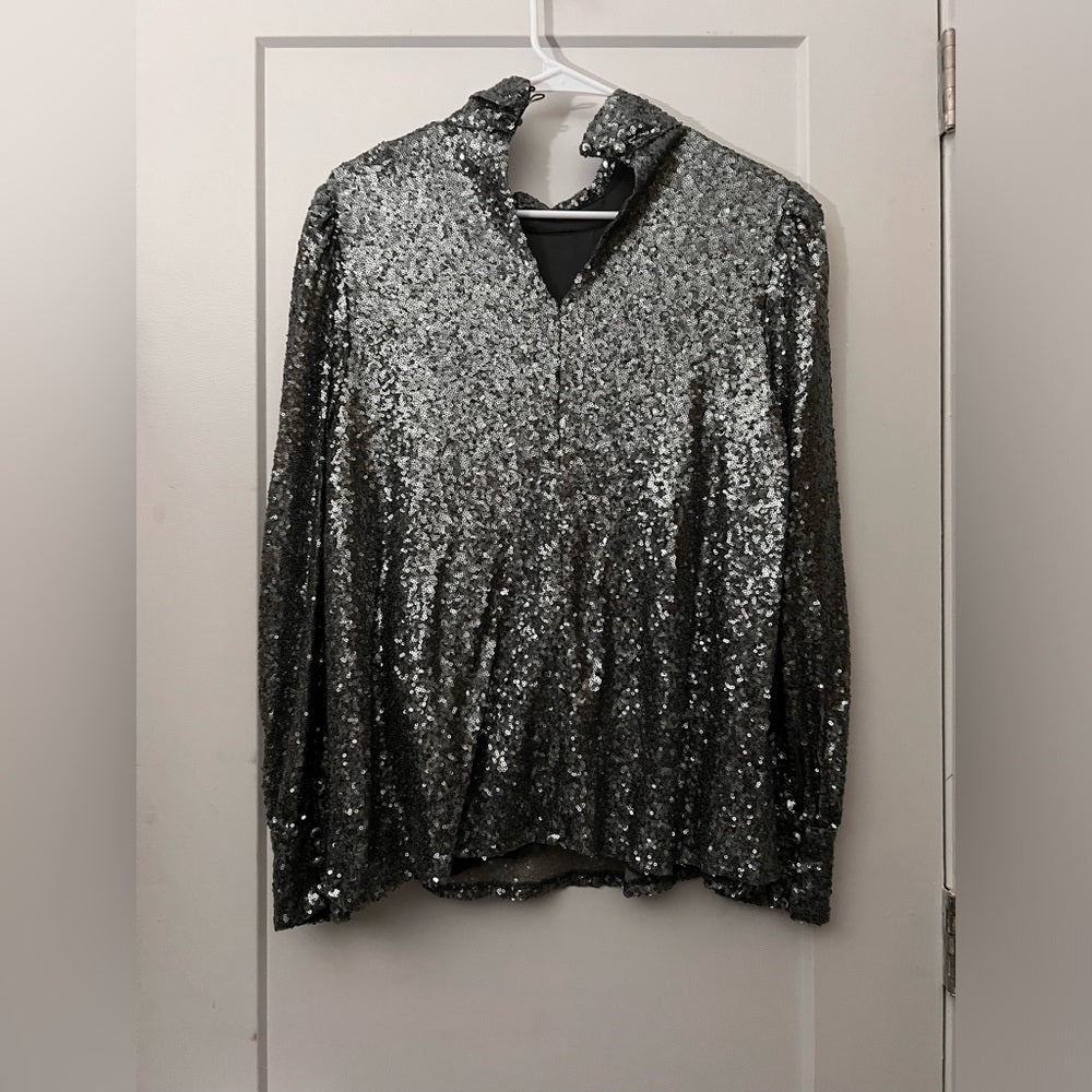 Anthropologie Sunday in Brooklyn Luna Silver Sequined
Blouse