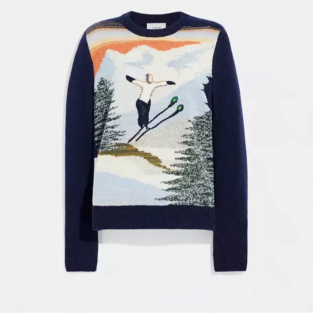 Coach Holiday Intarsia Sweater In Recycled Wool And Cashmere