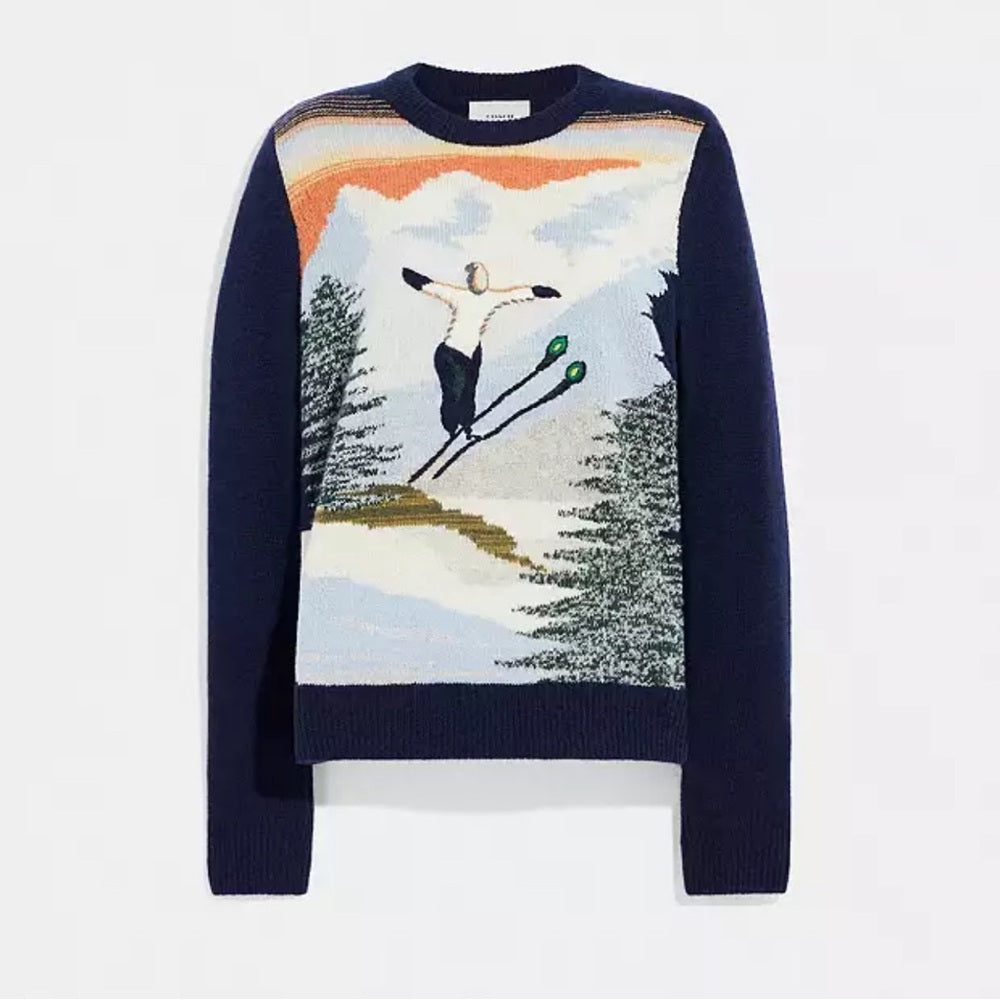 Coach Holiday Intarsia Sweater In Recycled Wool And Cashmere